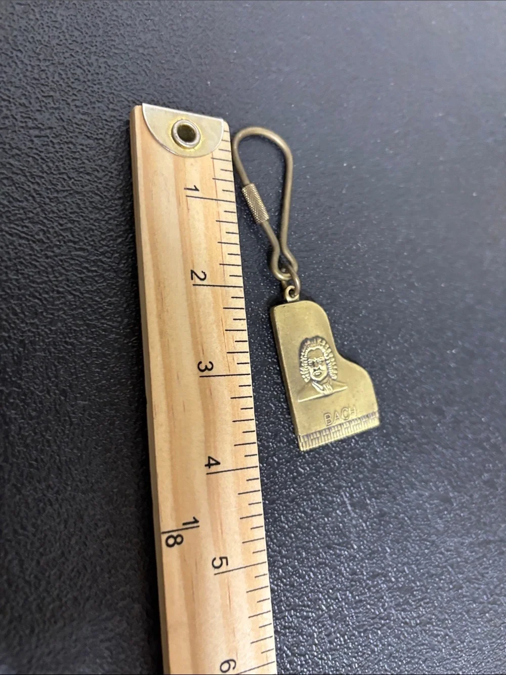Bach Piano Key Shaped Brass Keychain A.I.M. PGH PA USA 1986